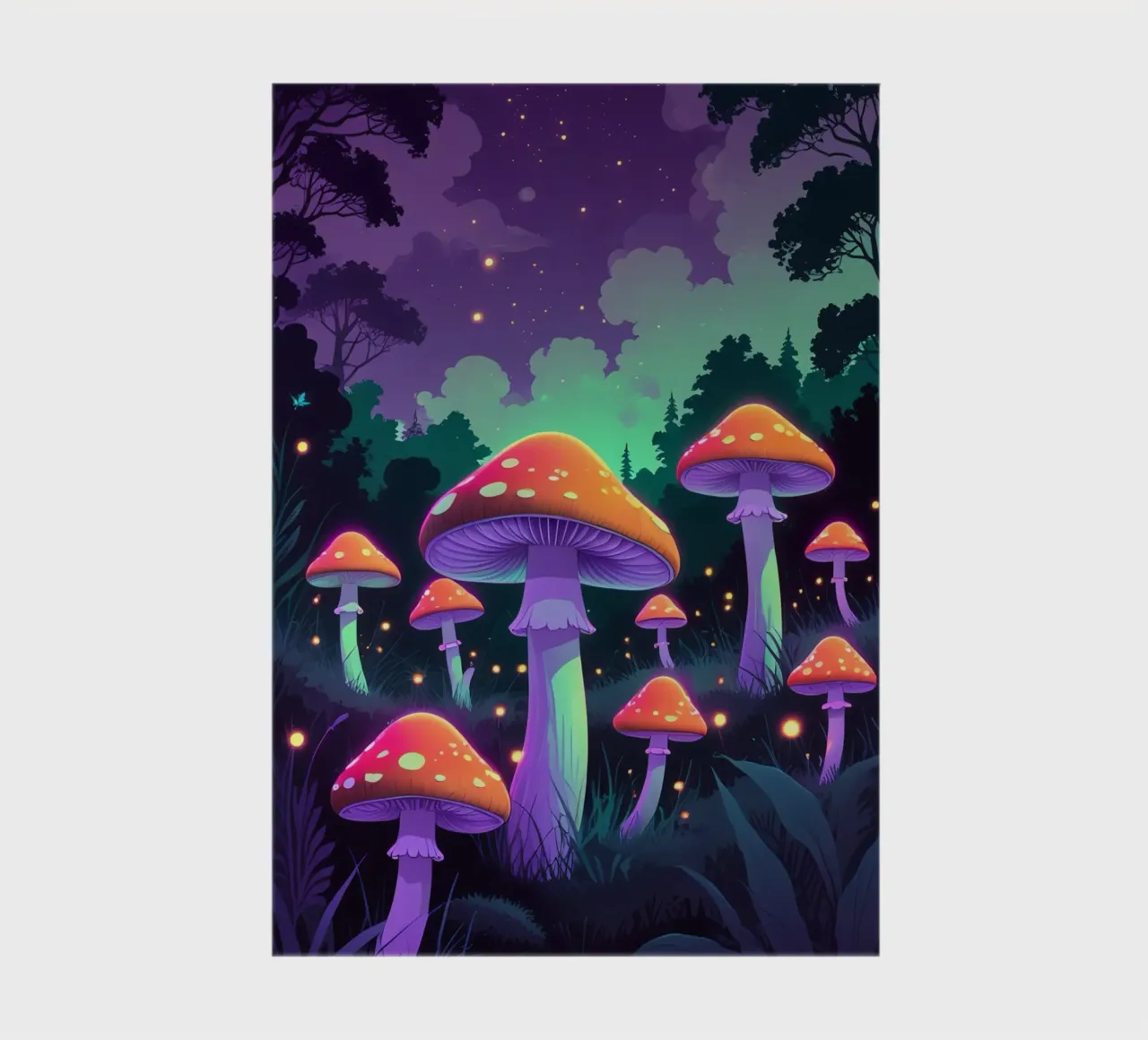 Foresta incantata con funghi luminosi diario da DesignDoodle