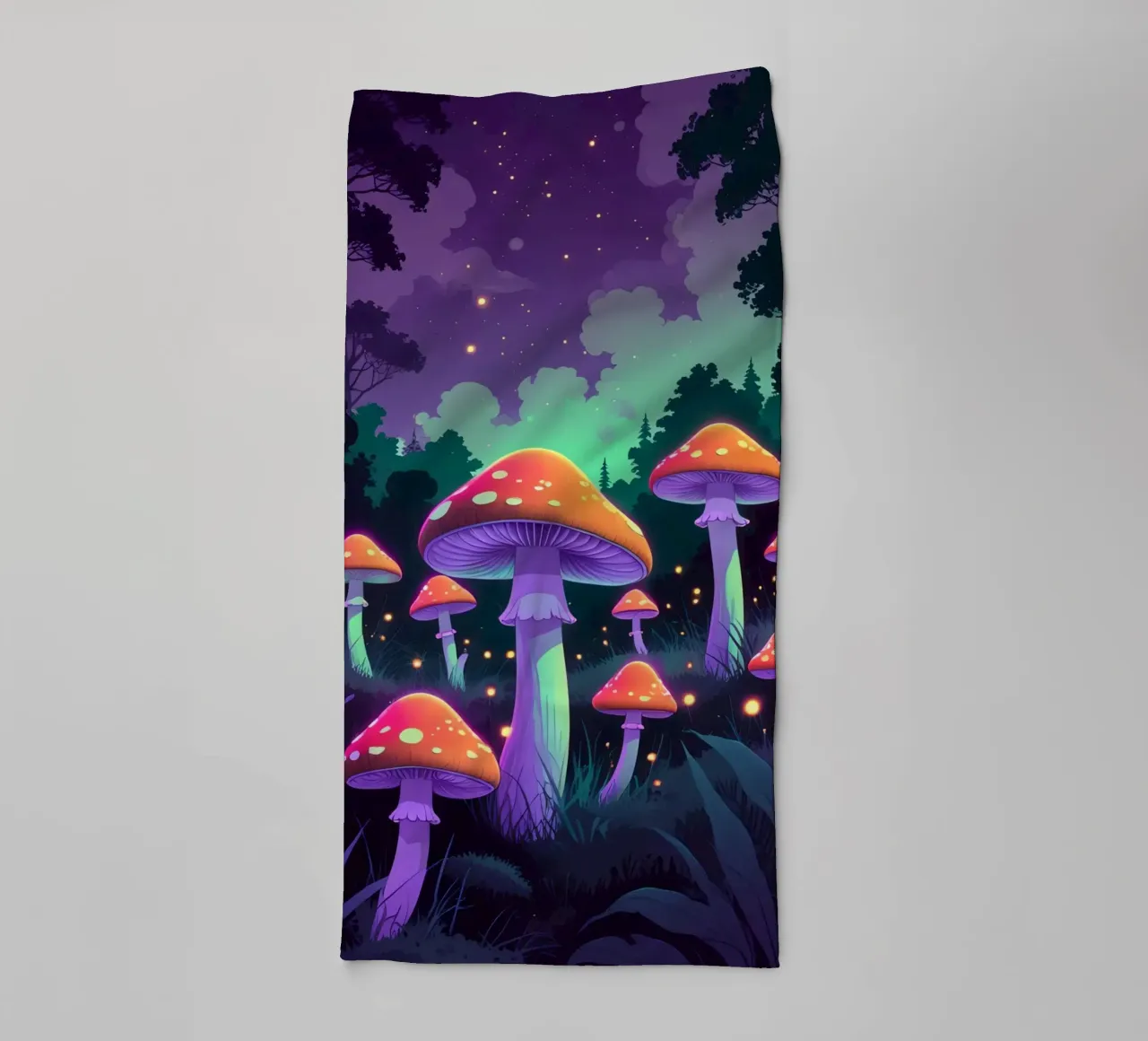 Foresta incantata con funghi luminosi asciugamano da bagno da DesignDoodle
