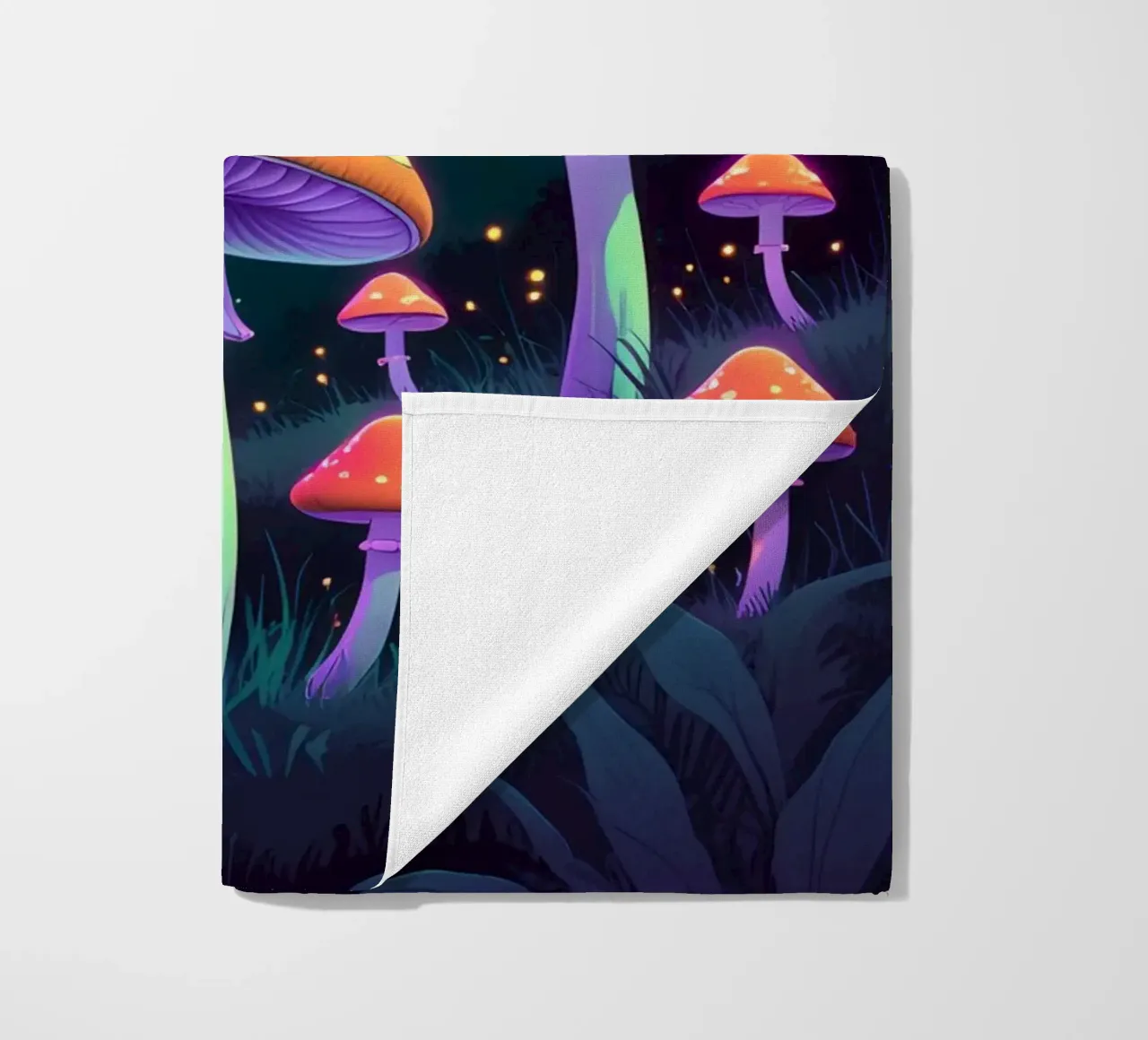 Foresta incantata con funghi luminosi telo mare da DesignDoodle