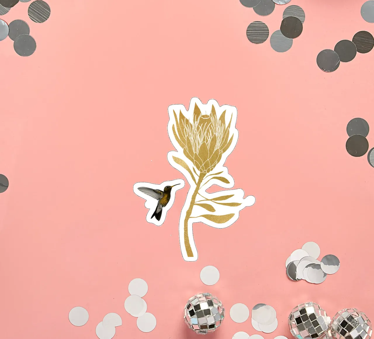 Hummingbird & Flower I sticker by Orara Studio