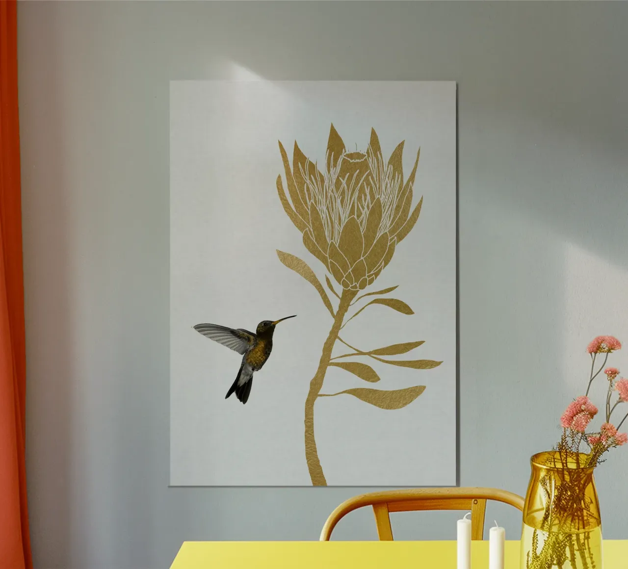 Colibrì e fiori I alluminio dibond da Orara Studio