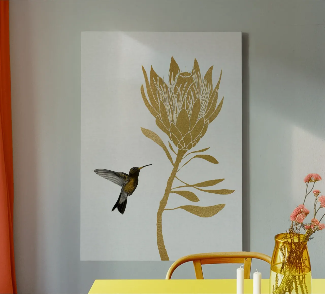 Kolibri & Blume I Leinwand von Orara Studio
