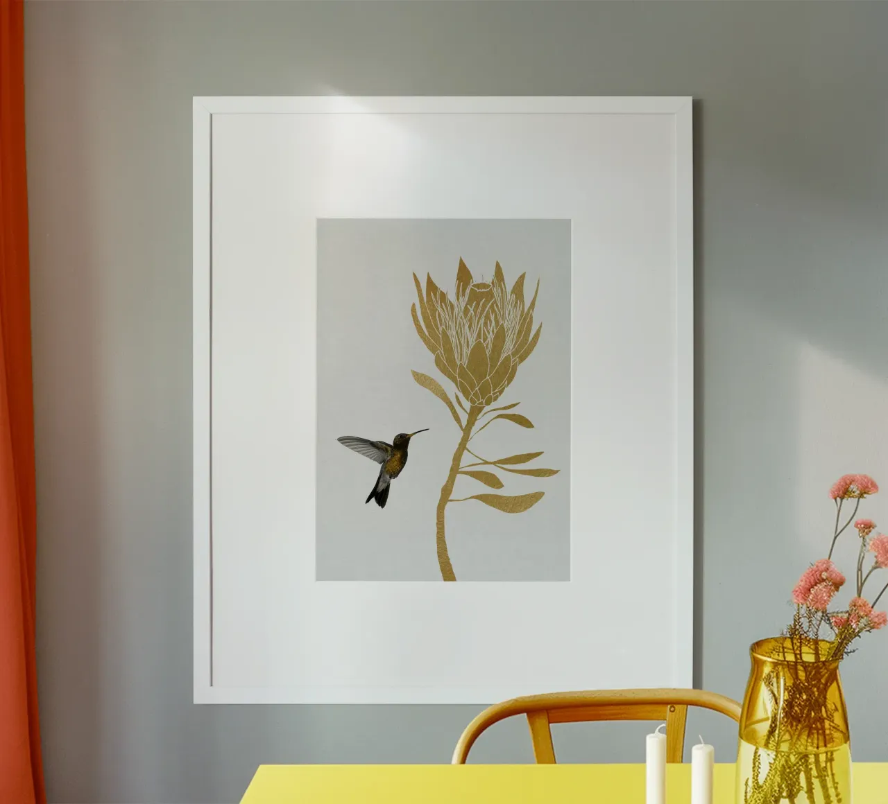 Colibrì e fiori I carta hahnemühle da Orara Studio