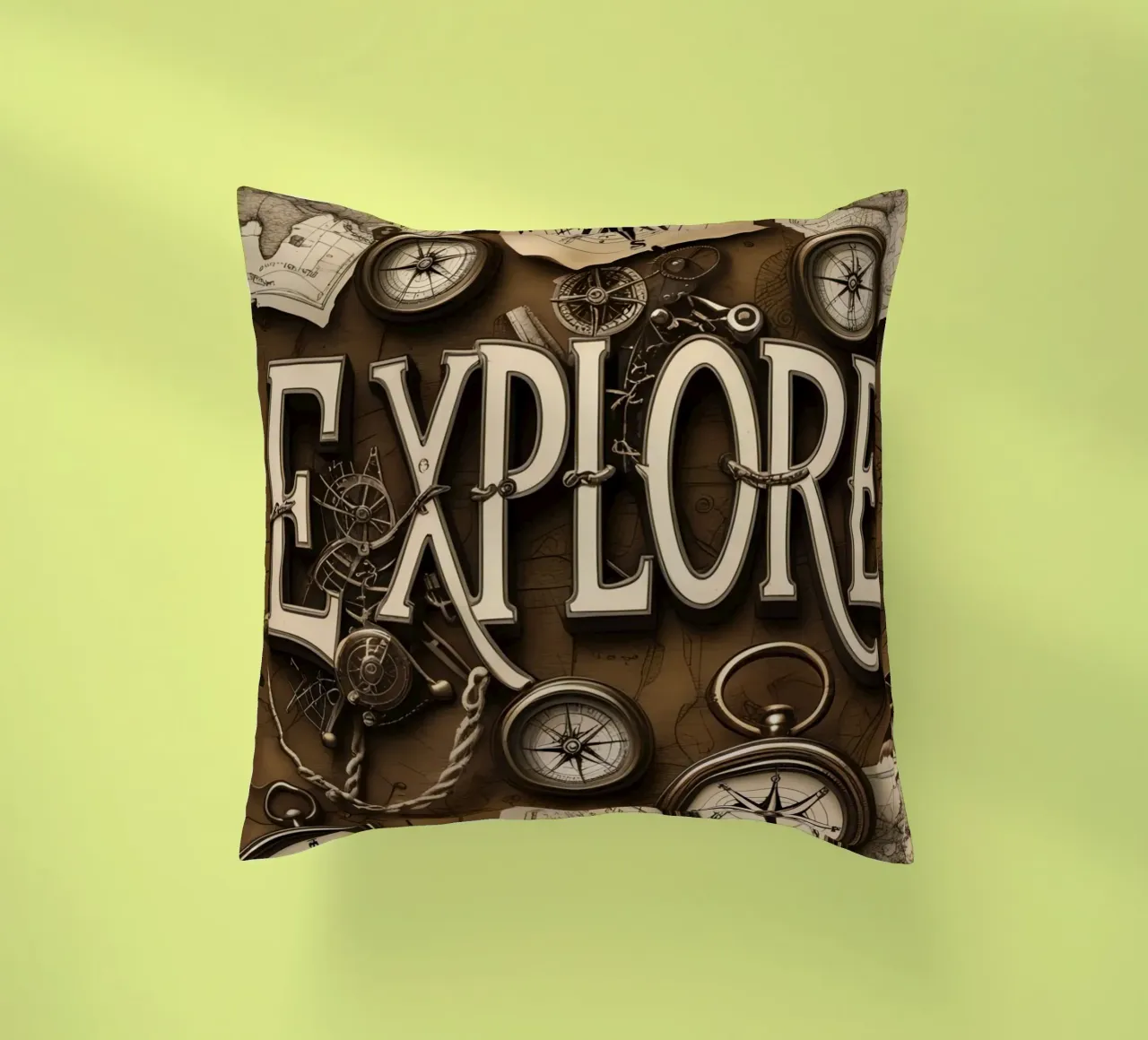Esplorare l'arte con bussole e mappe cuscino da DesignDoodle