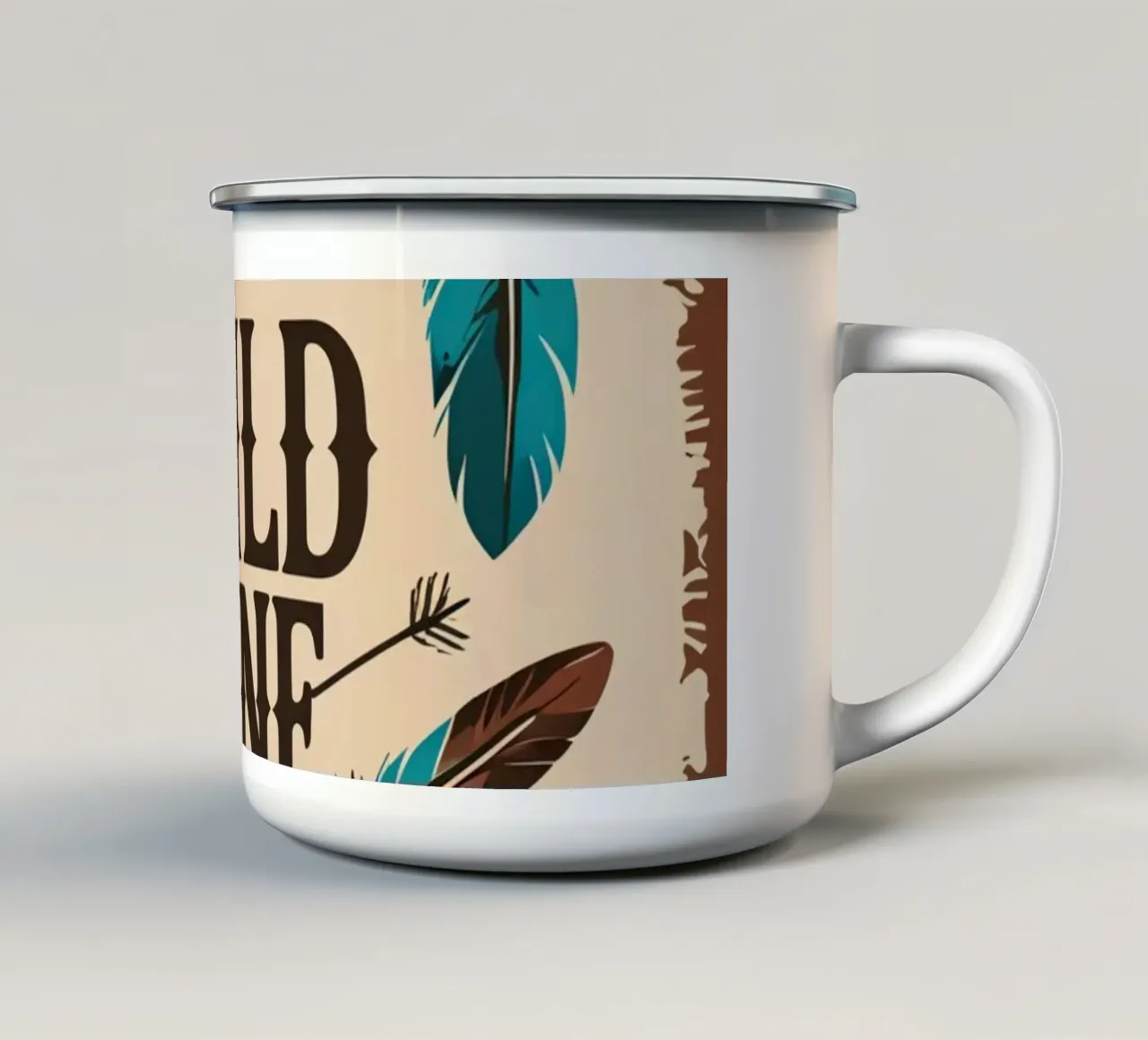 Piume e frecce con "WILD ONE tazza in smalto da DesignDoodle