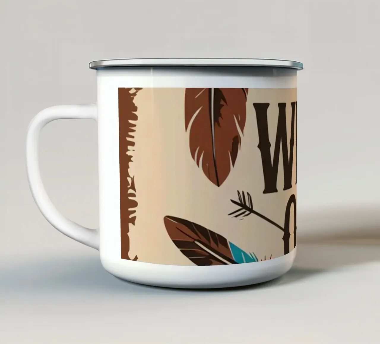 Piume e frecce con "WILD ONE tazza in smalto da DesignDoodle