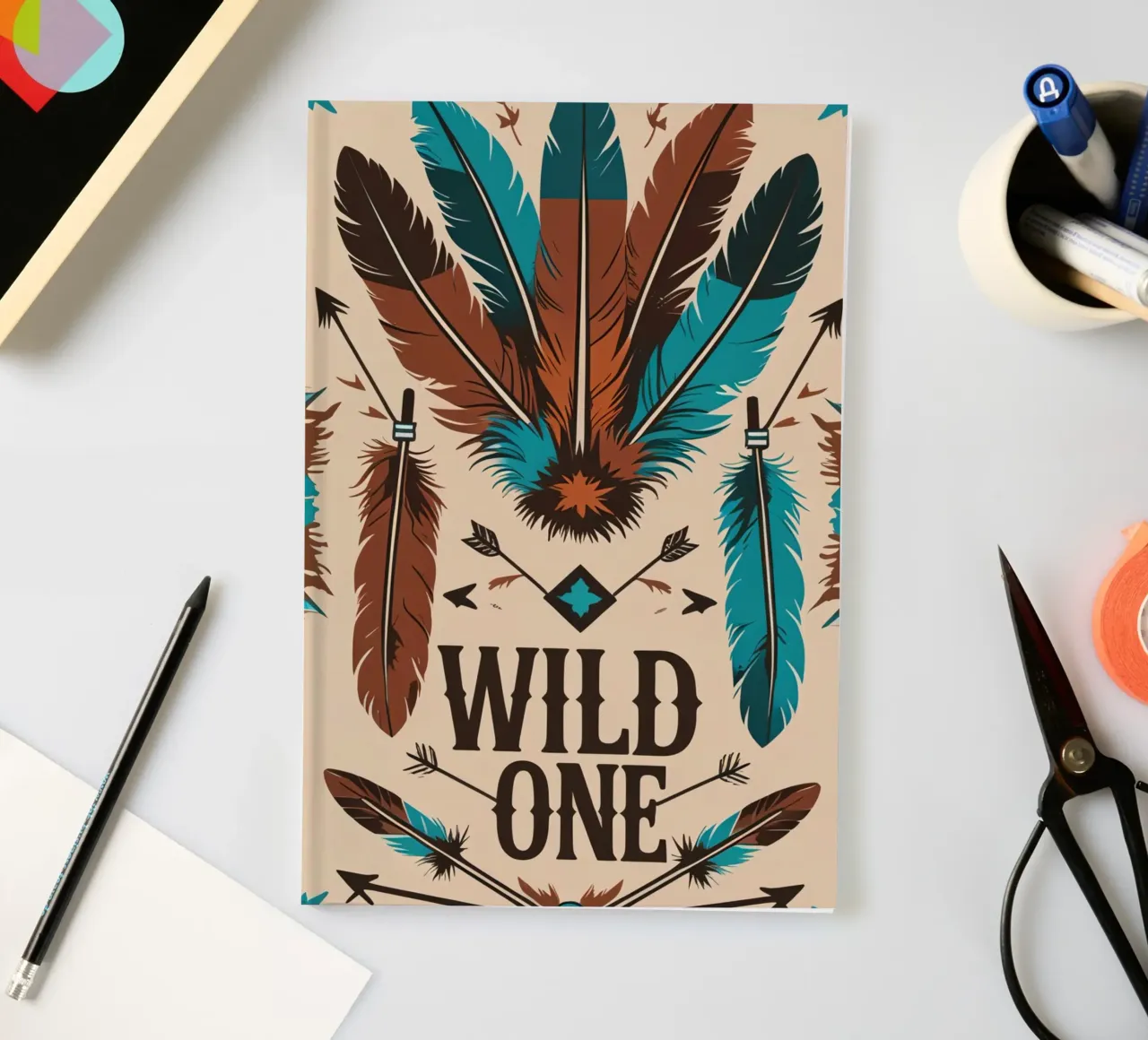 Feathers and Arrows with "WILD ONE" notebook by DesignDoodle