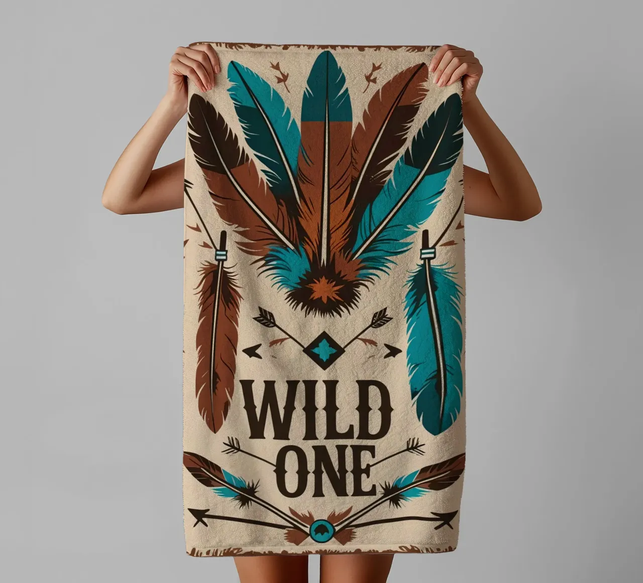 Feathers and Arrows with "WILD ONE" towel by DesignDoodle