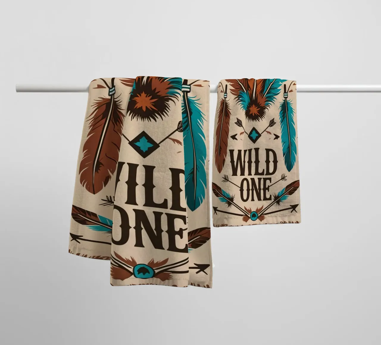 Feathers and Arrows with "WILD ONE" towel by DesignDoodle