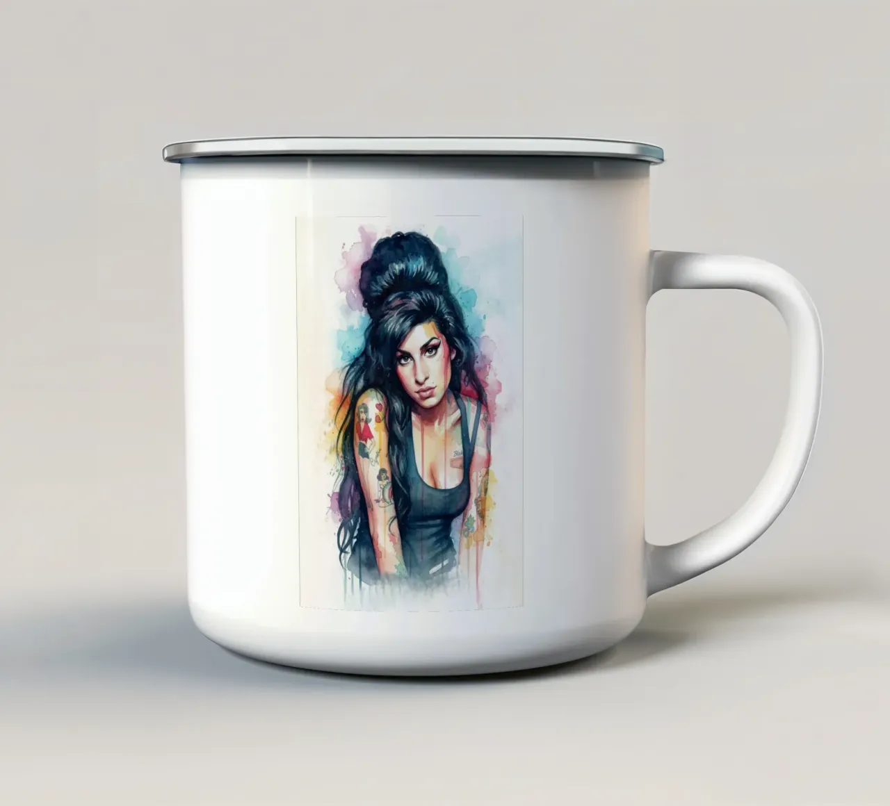 Amy Winehouse in acquerello #2 tazza in smalto da Kalis