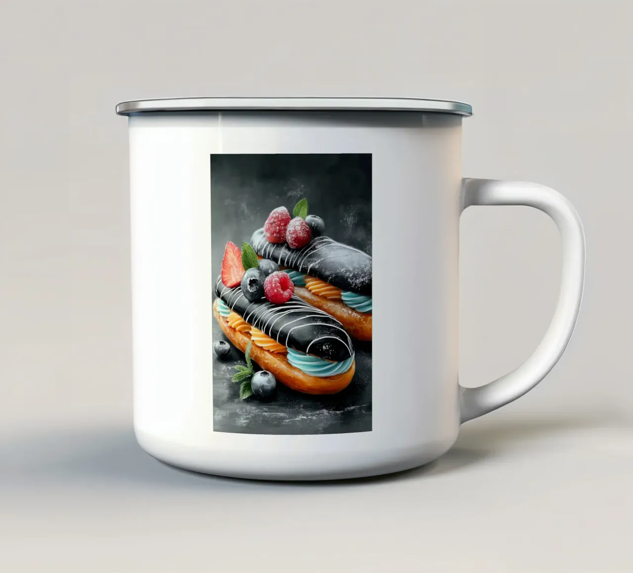 Eclair food art tazza in smalto da Justyna Jaszke JBJart