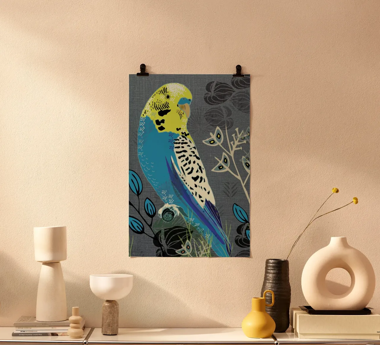 Budgie poster con telaio in alluminio da Rocket68