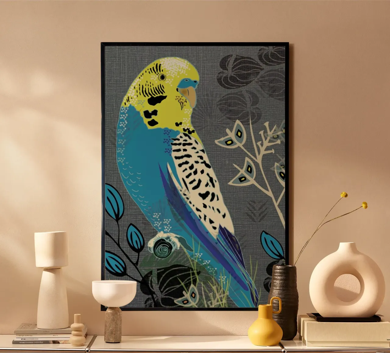 Budgie poster con telaio in alluminio da Rocket68