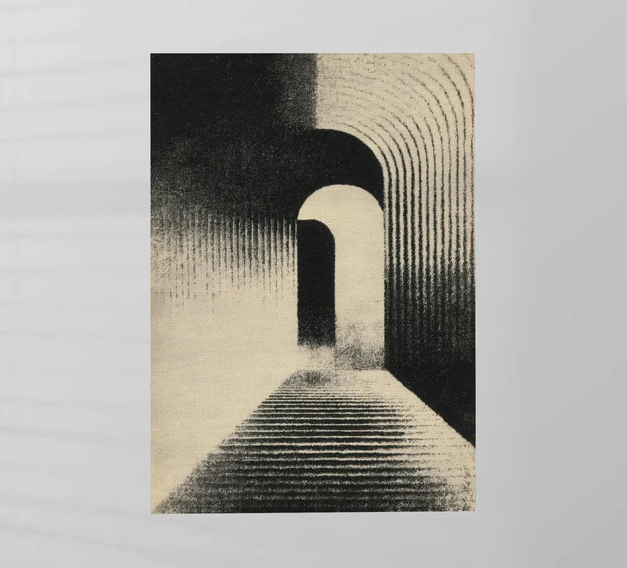 Linocut Archway in bianco e nero pellicola backlit da Line & Perception