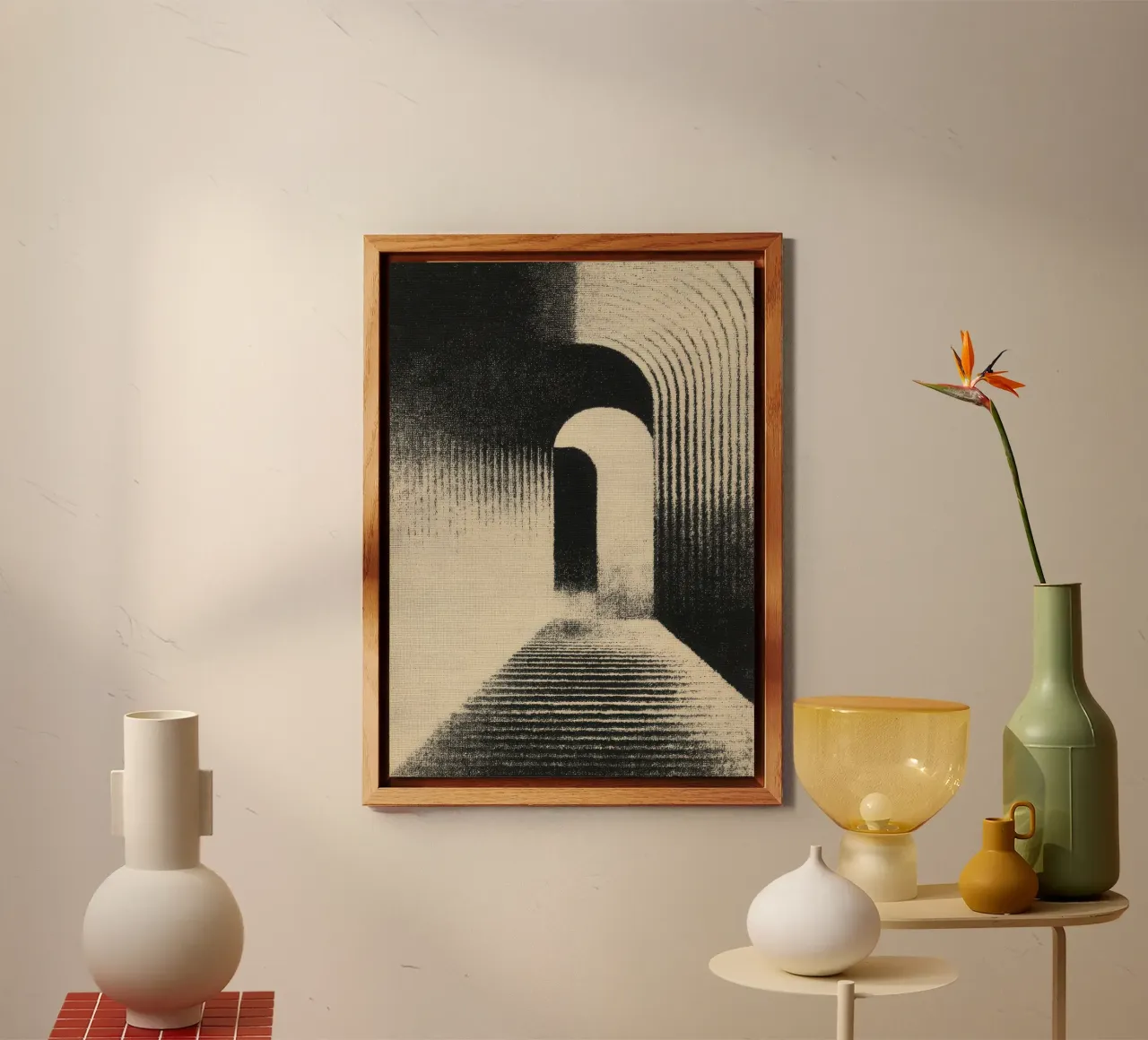 Linocut Archway in bianco e nero alluminio dibond da Line & Perception