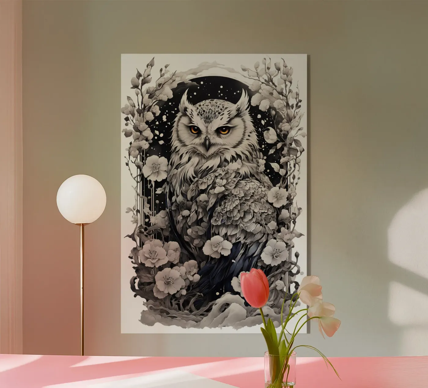 Snow Owl acrylic glass by Eva Nev