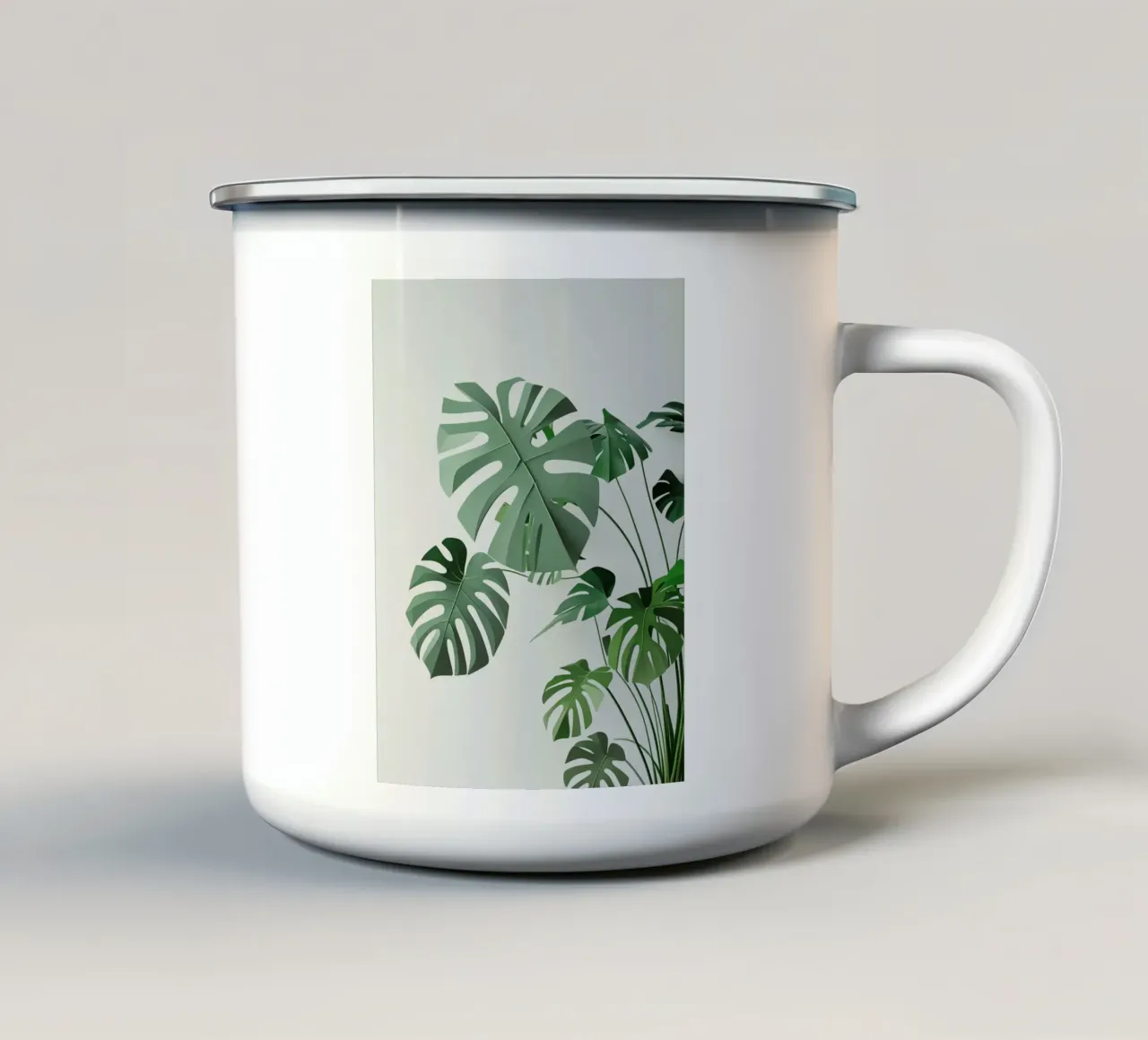 Foglia di monstera geometrica stilizzata tazza in smalto da Botanical Gallery
