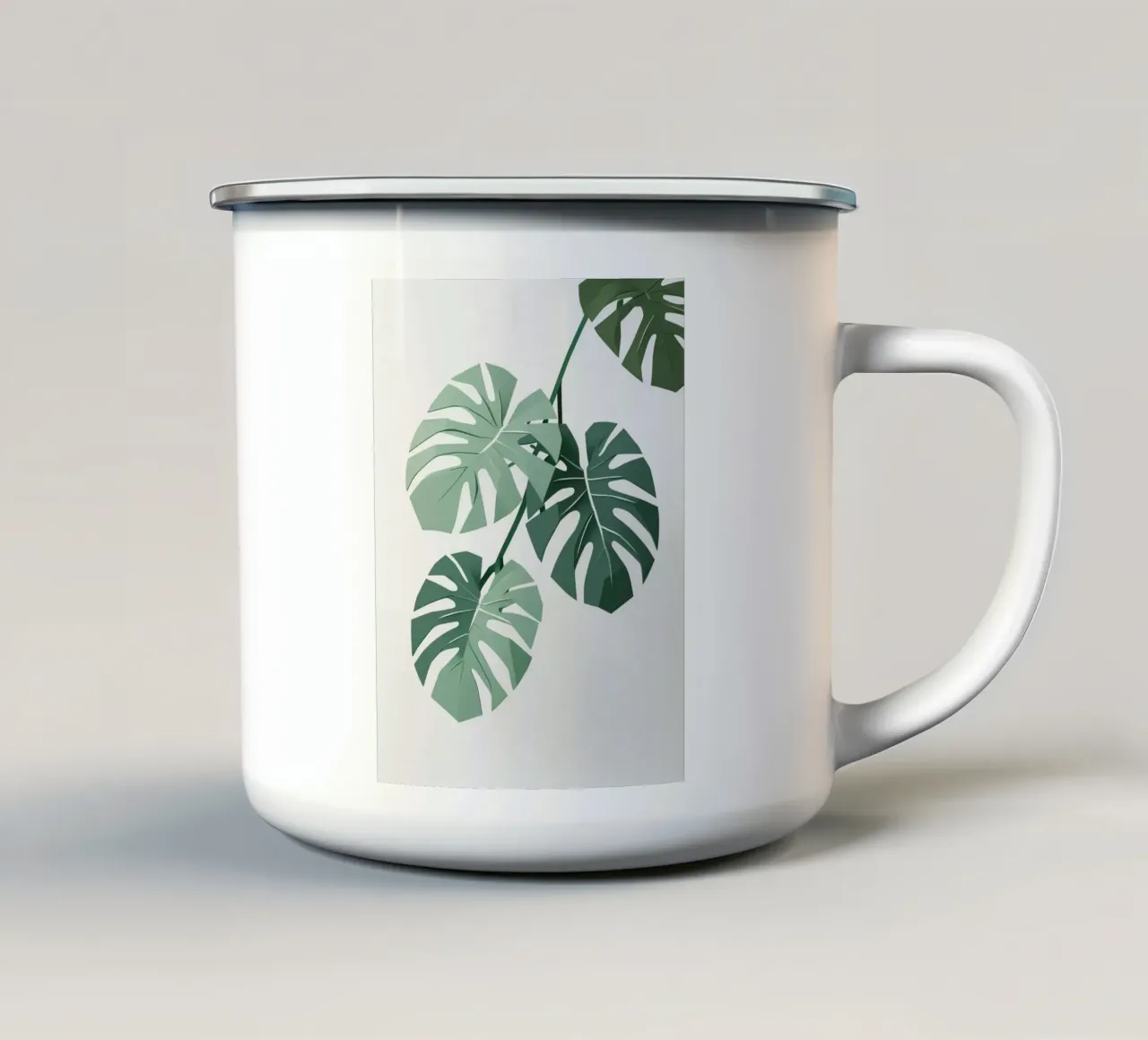 Foglia di monstera geometrica stilizzata tazza in smalto da Botanical Gallery