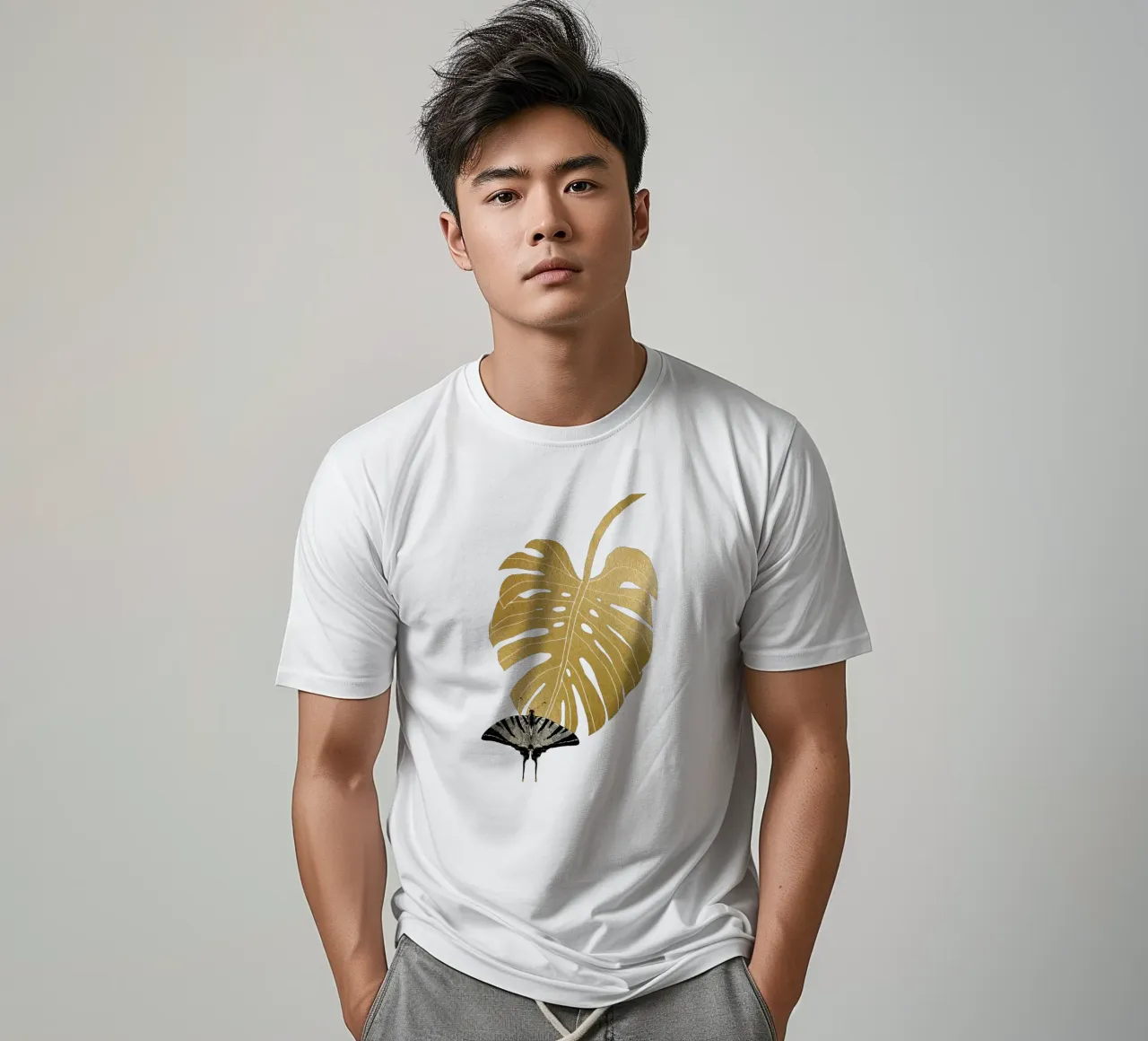 Farfalla e foglia di Monstera t-shirt da Orara Studio