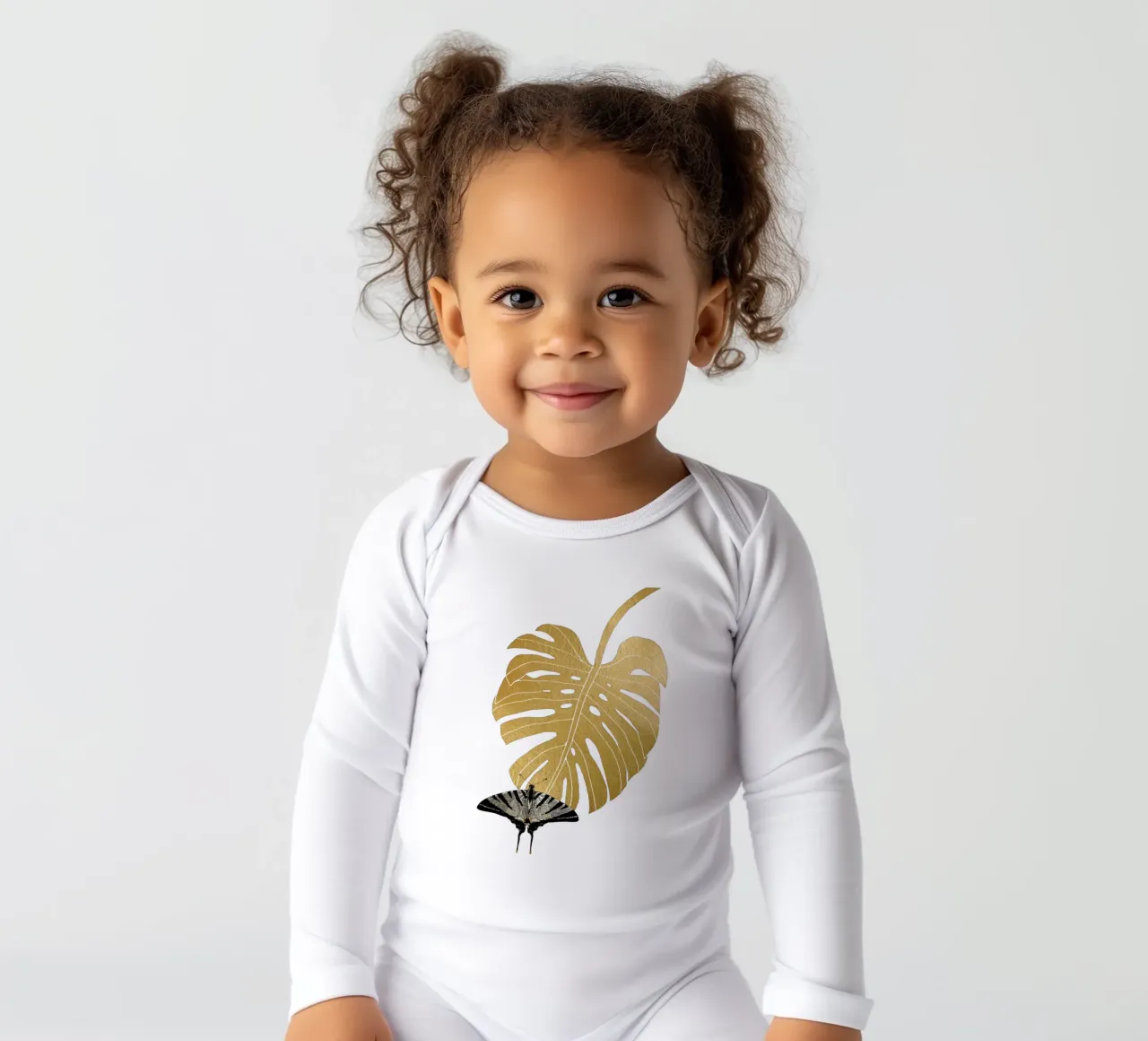 Schmetterling & Monstera-Blatt Langarm Babybody von Orara Studio