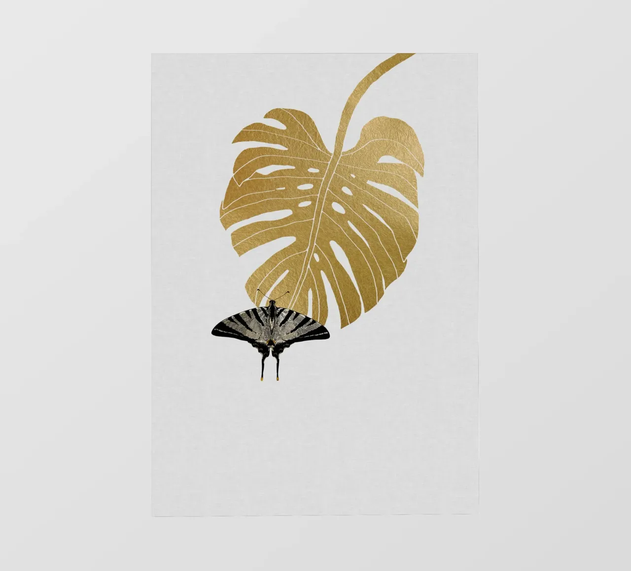 Farfalla e foglia di Monstera pellicola backlit da Orara Studio