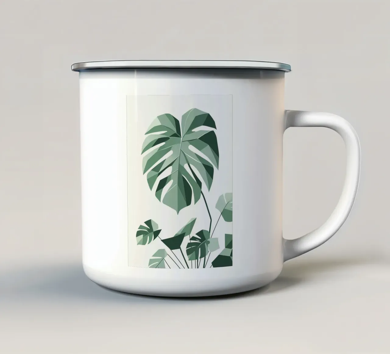Foglia di monstera geometrica stilizzata tazza in smalto da Botanical Gallery