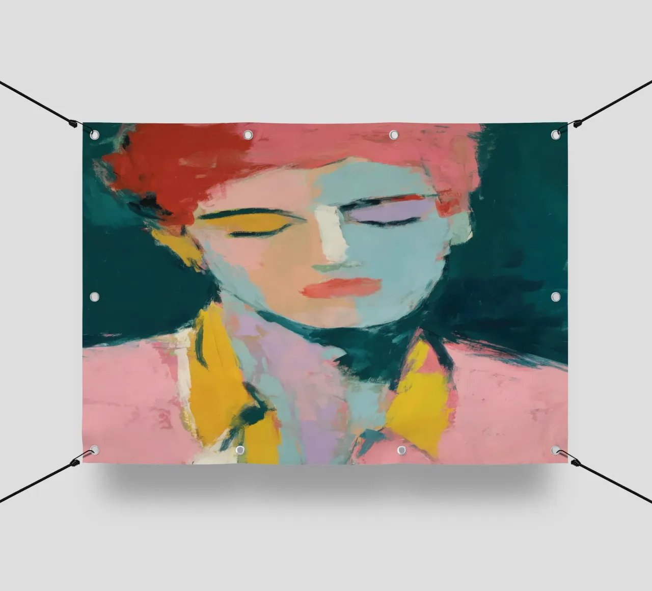 Ritratto in rosa e giallo telo in pvc da Vivid Narratives