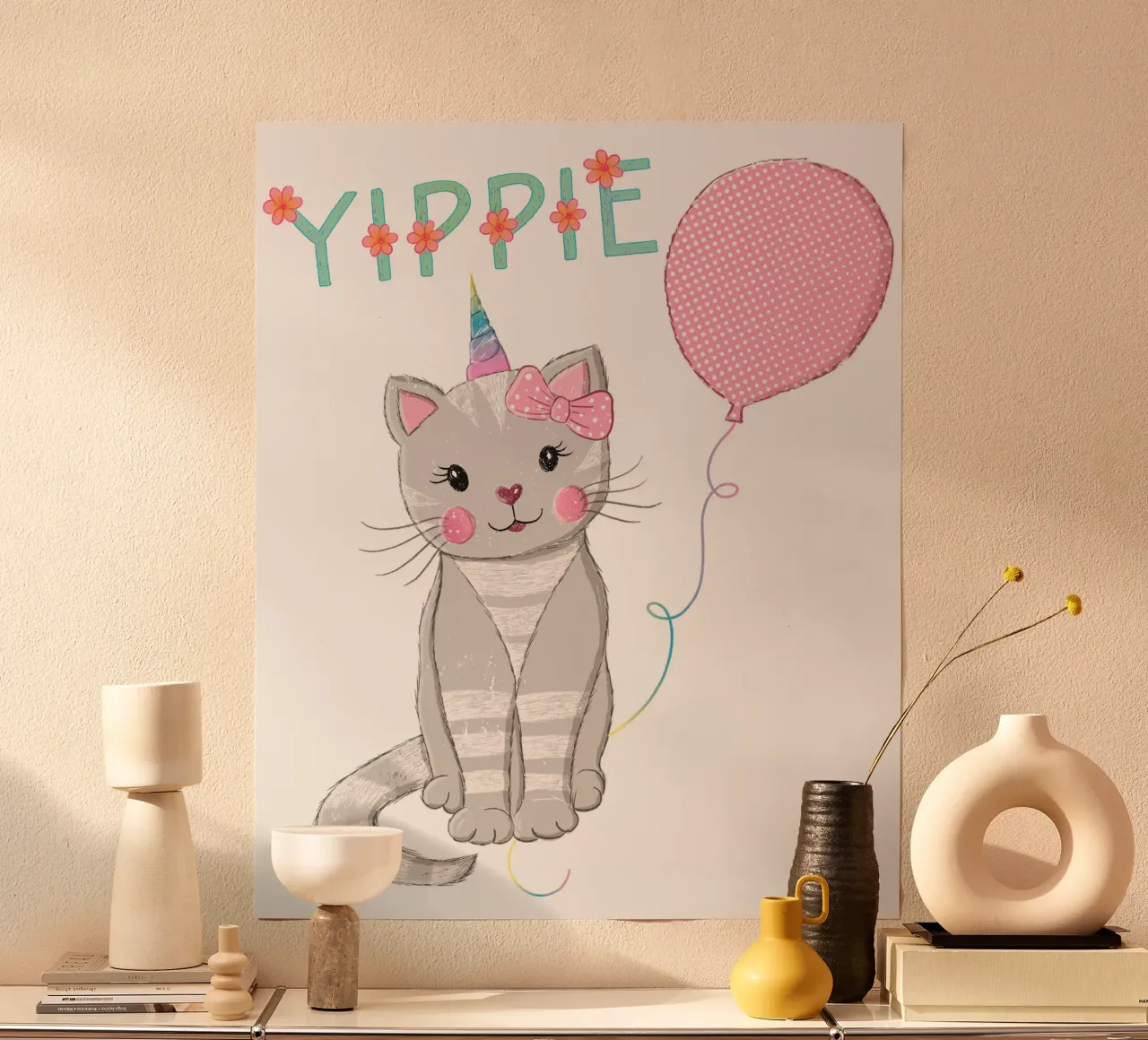 Gatto. Compleanno. Per i bambini. Per le bambine. Personalizzabile. poster da CalliLetters