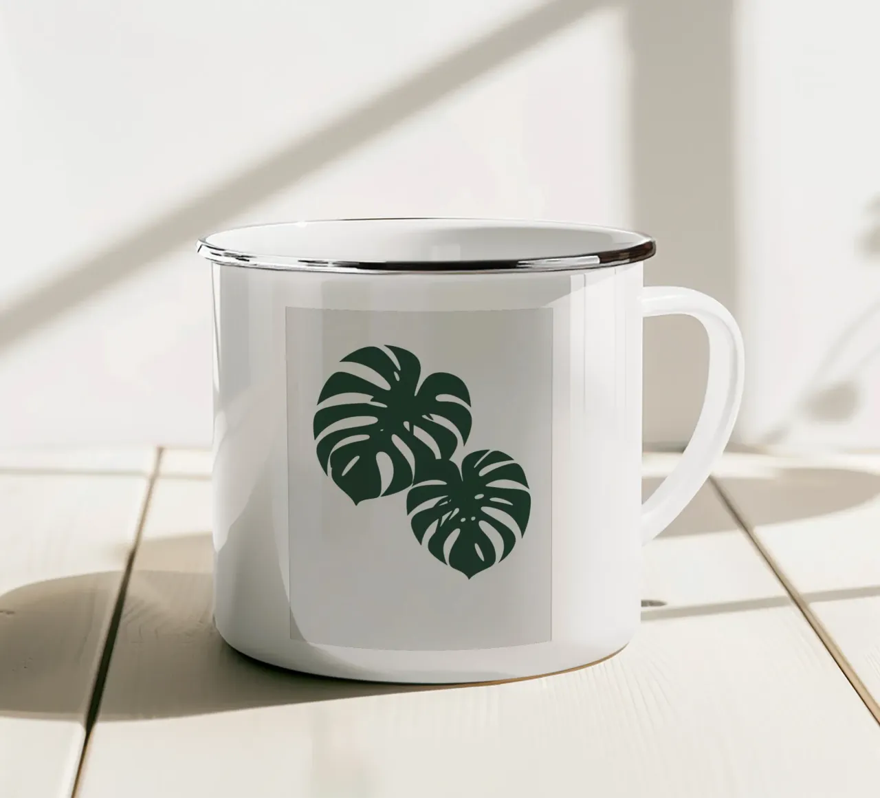 Foglia di Monstera semplice silhouette tazza in smalto da Botanical Gallery