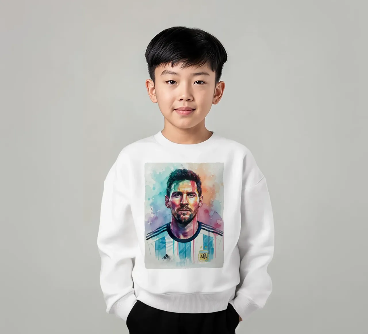 Lionel Messi acquerello #1 felpa bambino da Kalis