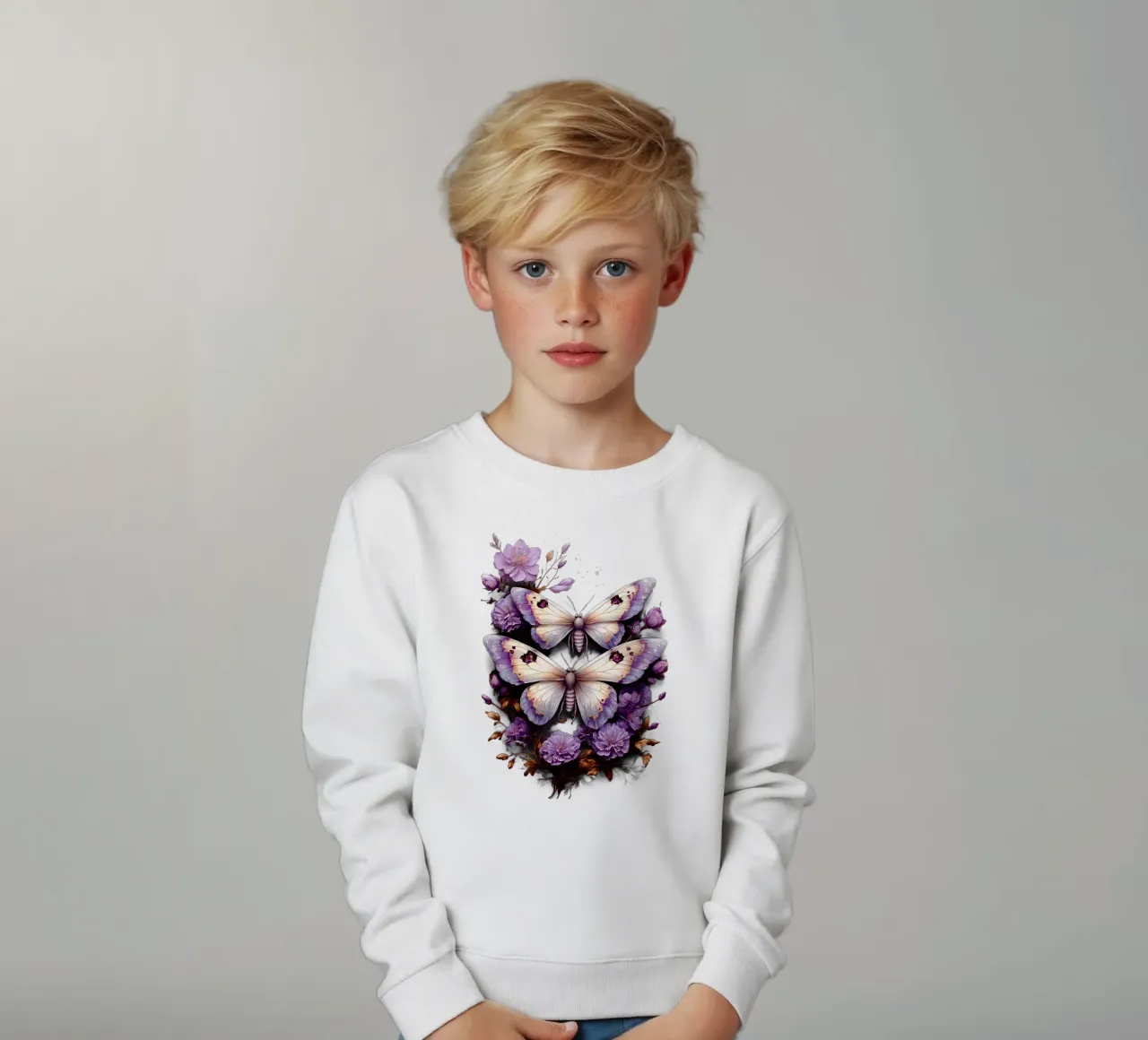 Falene magiche con fiori viola felpa bambino da Eva Nev