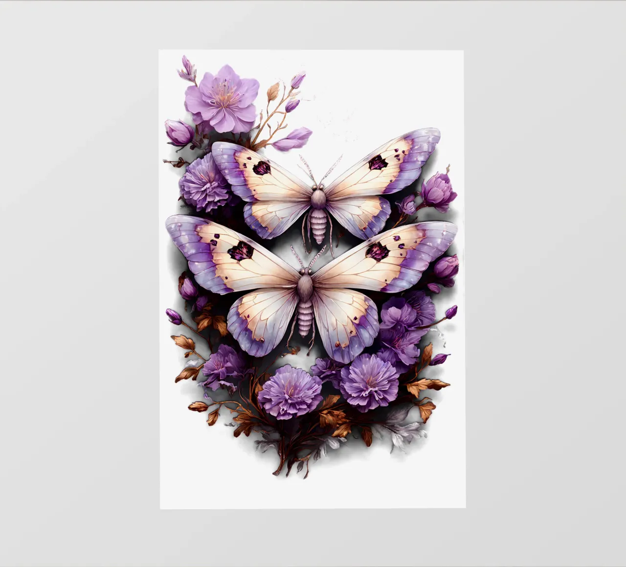 Falene magiche con fiori viola telo in pvc da Eva Nev