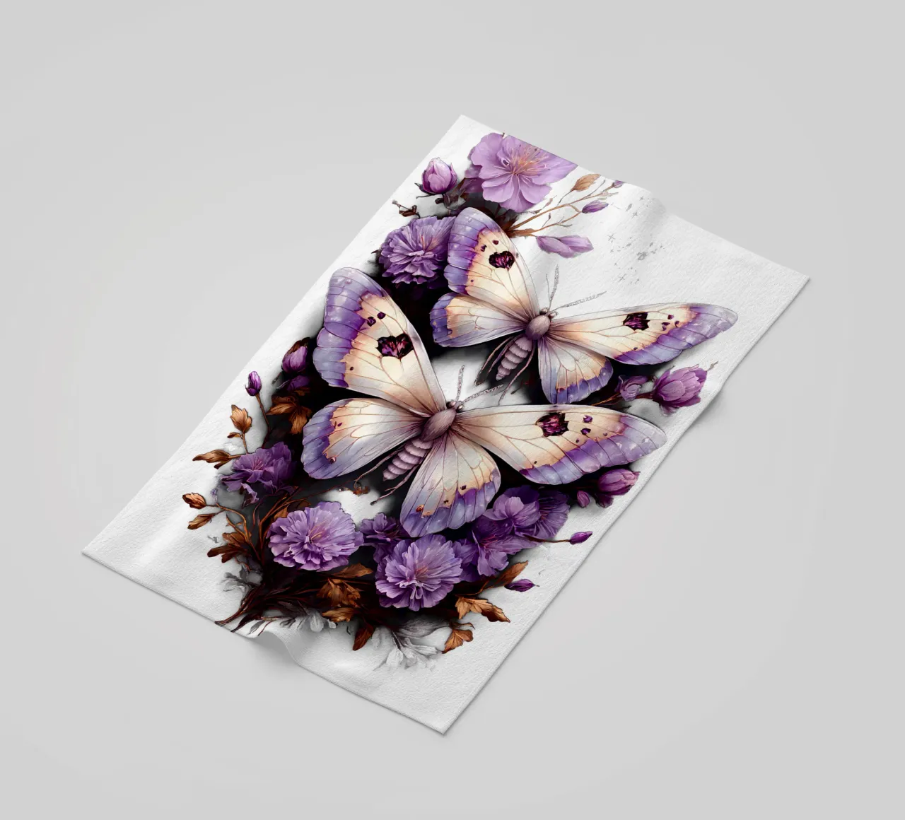 Falene magiche con fiori viola telo mare da Eva Nev