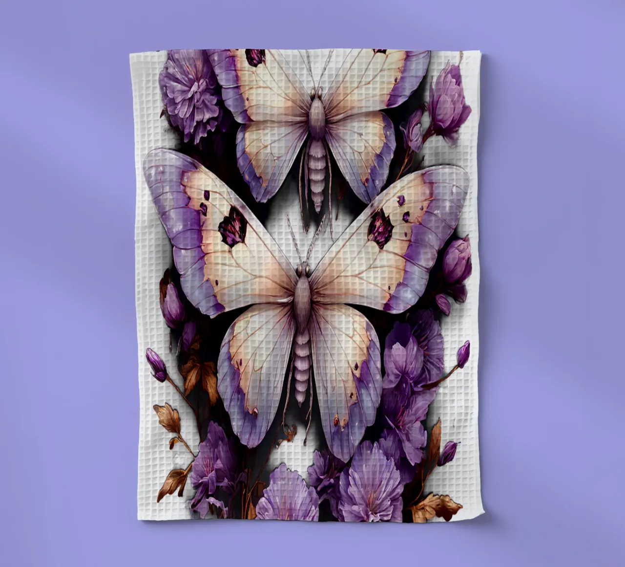 Falene magiche con fiori viola canovaccio da cucina da Eva Nev