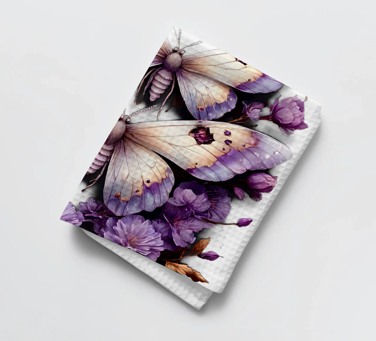 Falene magiche con fiori viola canovaccio da cucina da Eva Nev