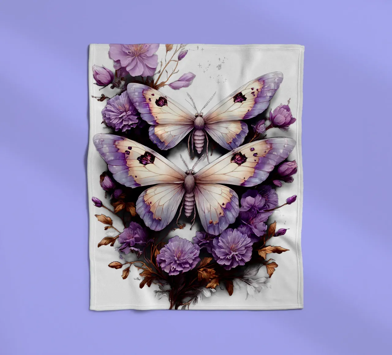 Falene magiche con fiori viola coperta in pile da Eva Nev
