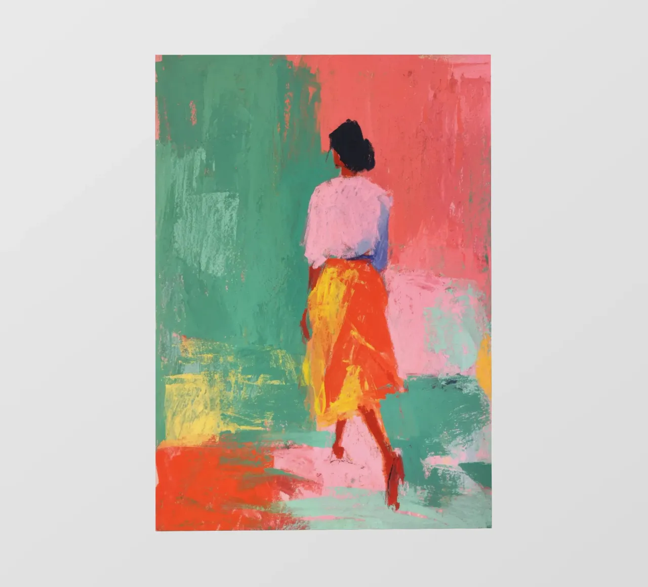 Donna in colori pastello telo in pvc da Bright Horizons