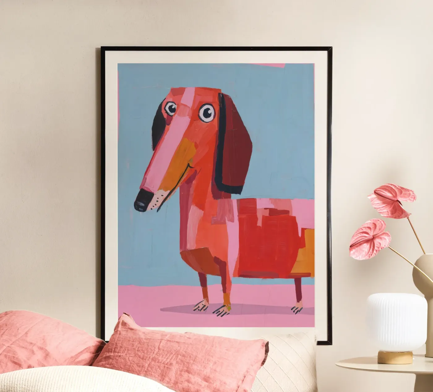 Happy Little Dachshund poster by DARIA IVANOVNA