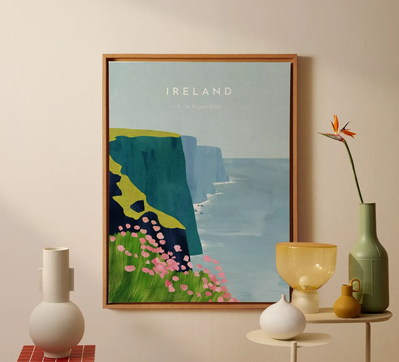 Ierland Gepersonaliseerde Reisposter canvas met Baklijst van Henry Rivers
