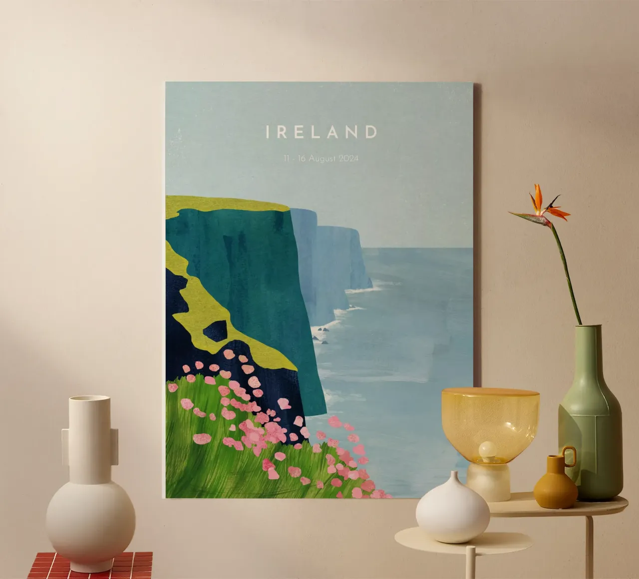 Ierland Gepersonaliseerde Reisposter canvas met Baklijst van Henry Rivers