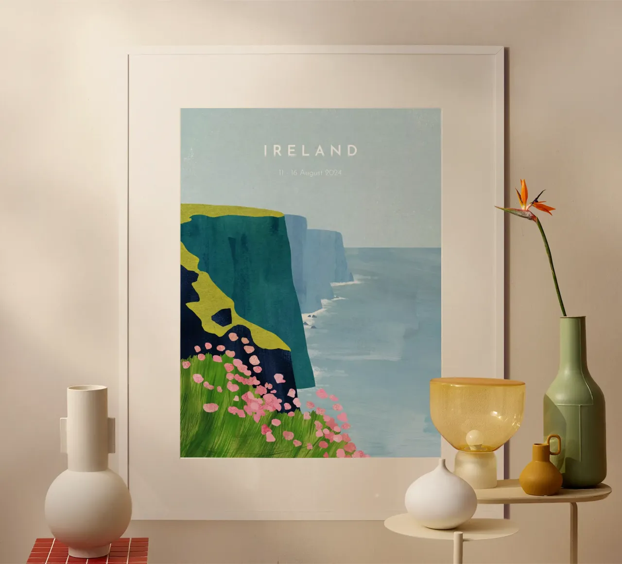 Poster di viaggio personalizzato sull'Irlanda poster con telaio in legno da Henry Rivers