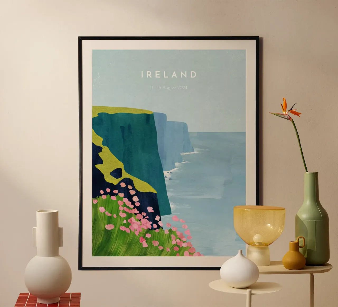 Poster di viaggio personalizzato sull'Irlanda poster con telaio in legno da Henry Rivers