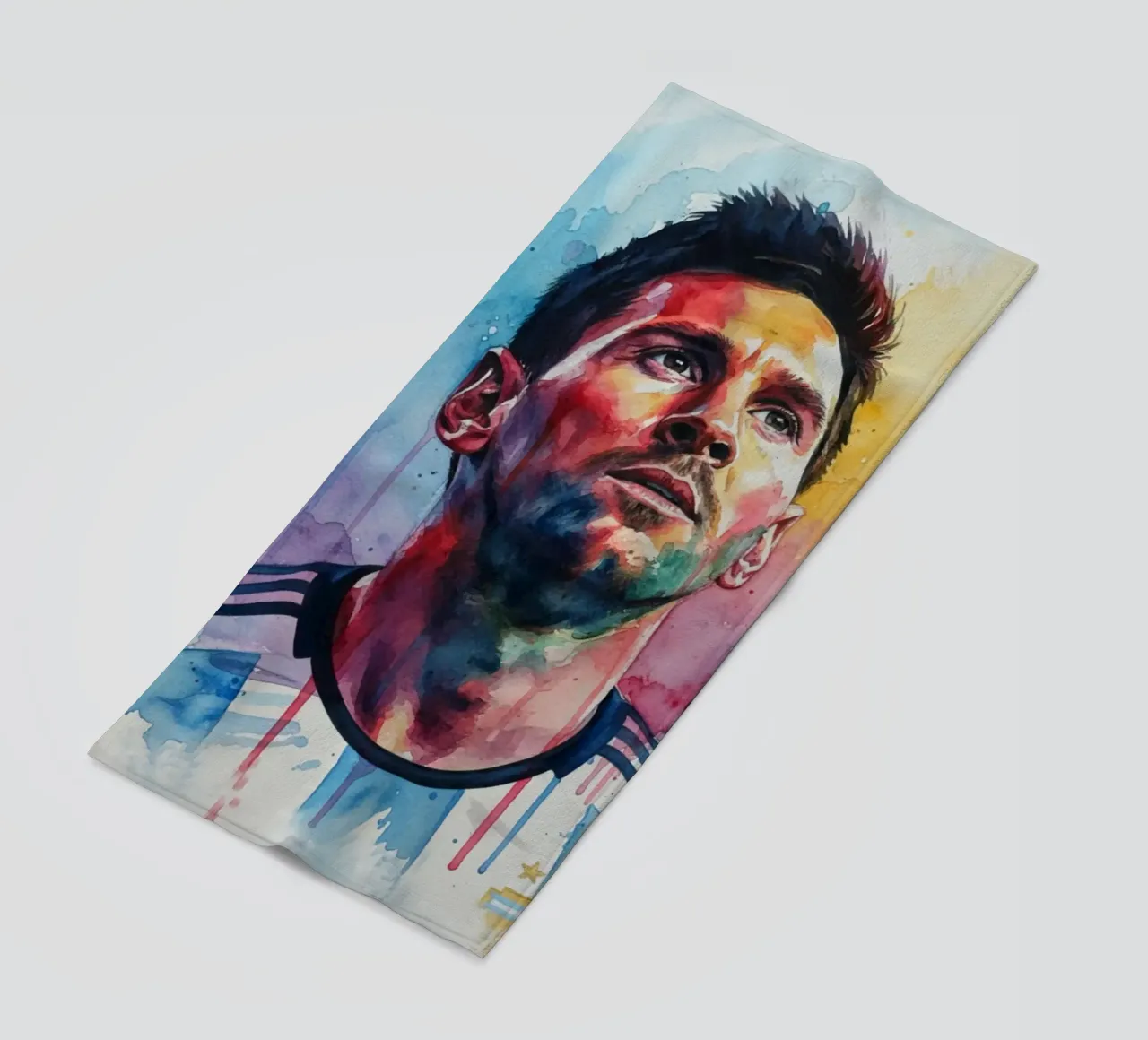 Lionel Messi acquerello #2 telo mare da Kalis