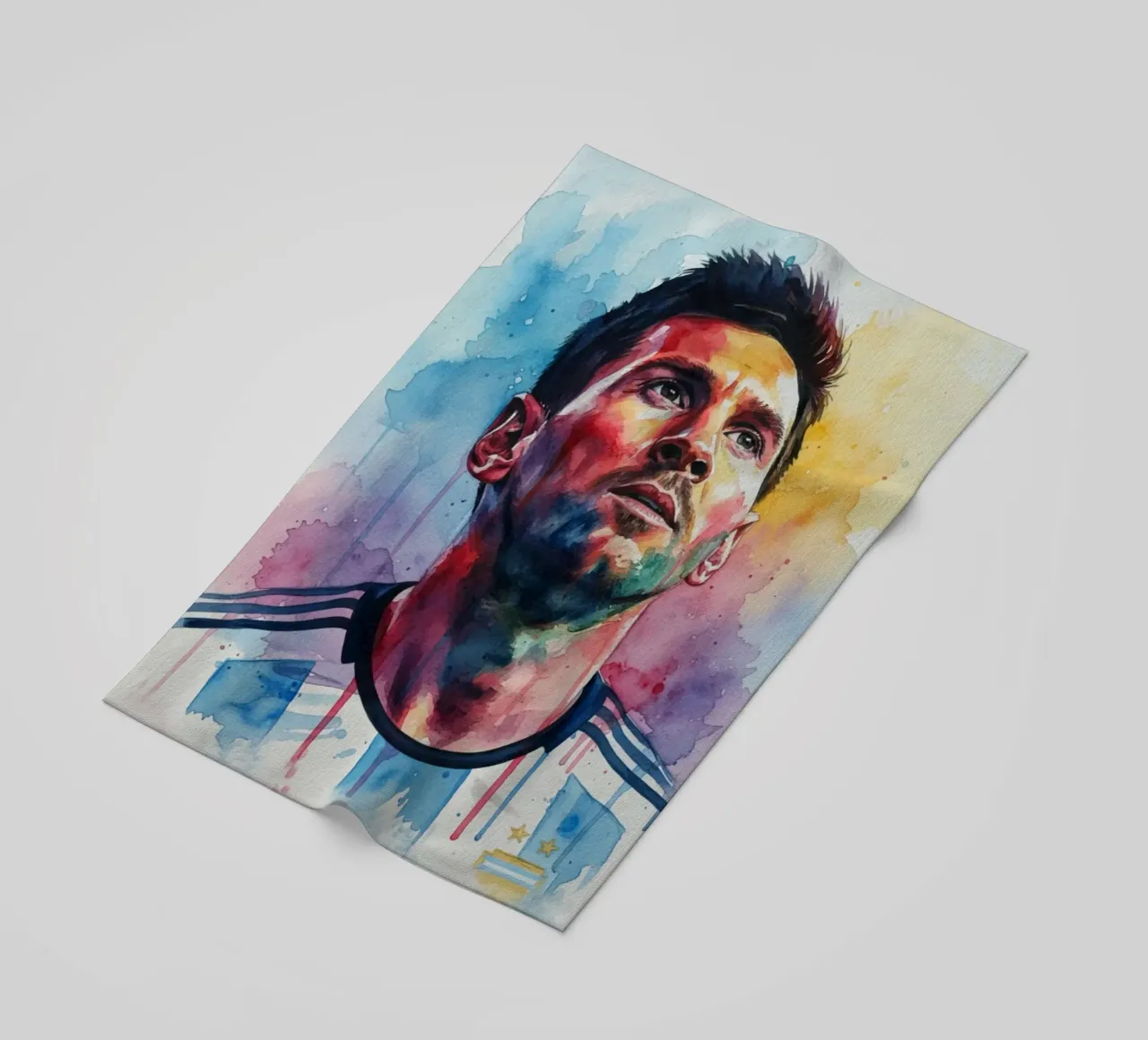 Lionel Messi acquerello #2 telo mare da Kalis