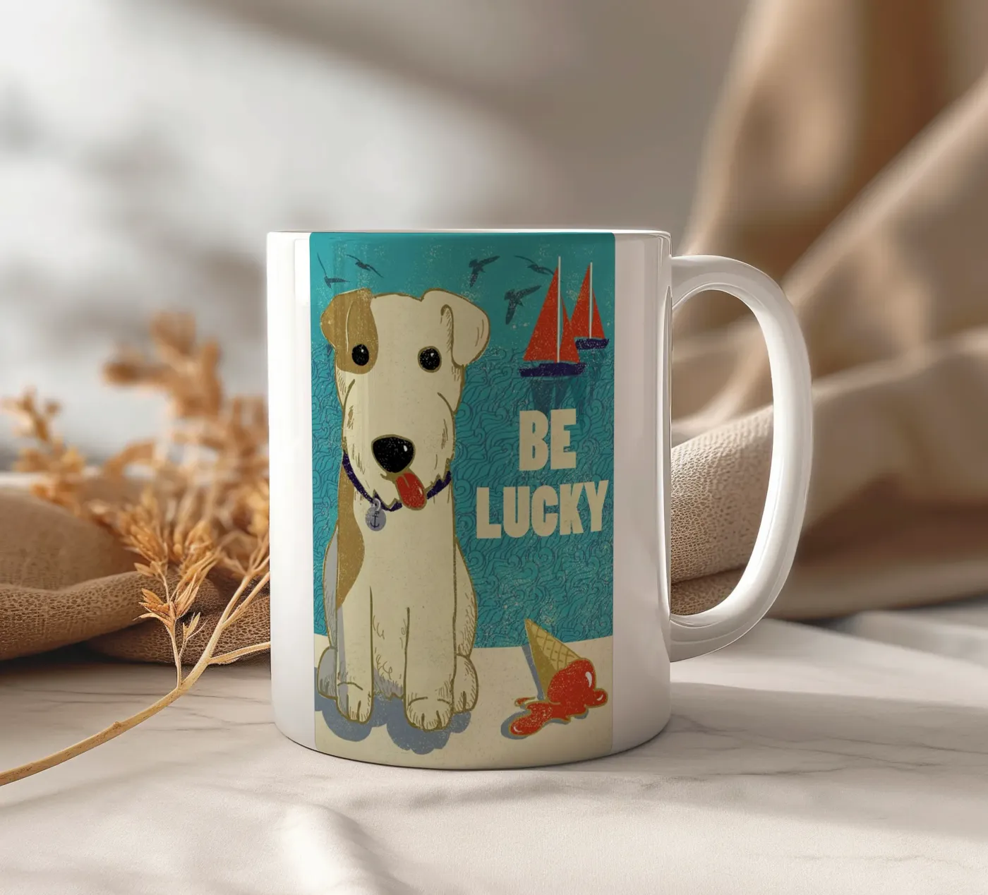 Be Lucky ceramic mug by Rocket68