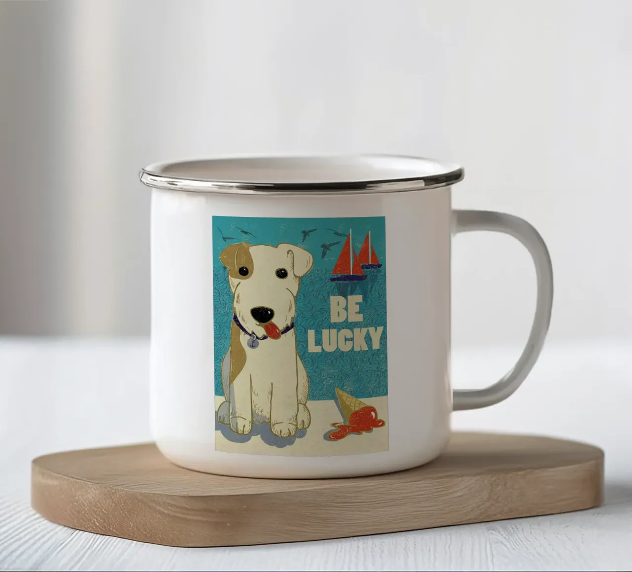 Be Lucky tazza in smalto da Rocket68