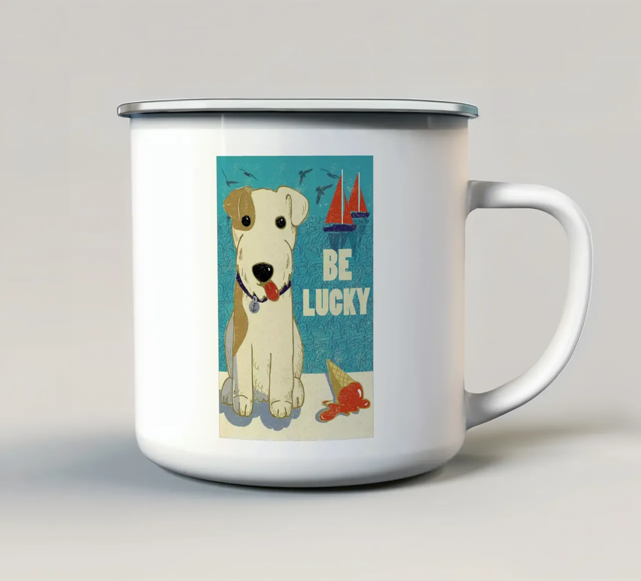 Be Lucky tazza in smalto da Rocket68