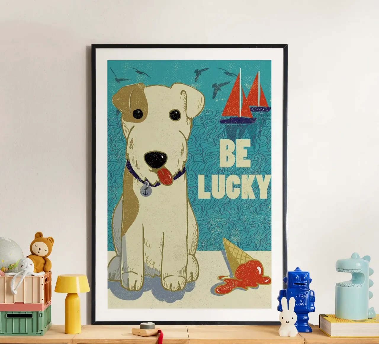 Be Lucky poster con telaio in alluminio da Rocket68