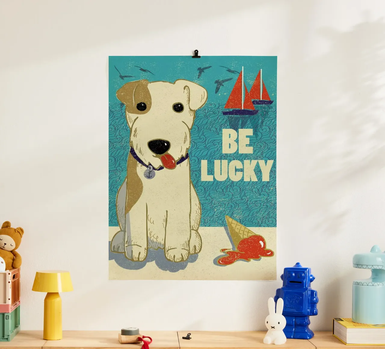 Be Lucky poster con telaio in alluminio da Rocket68
