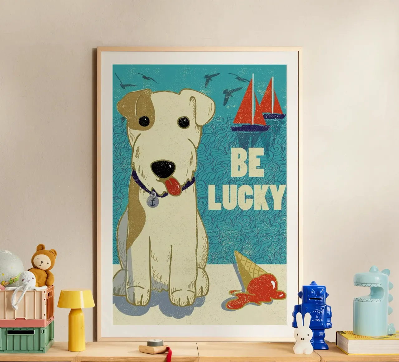 Be Lucky poster con telaio in alluminio da Rocket68